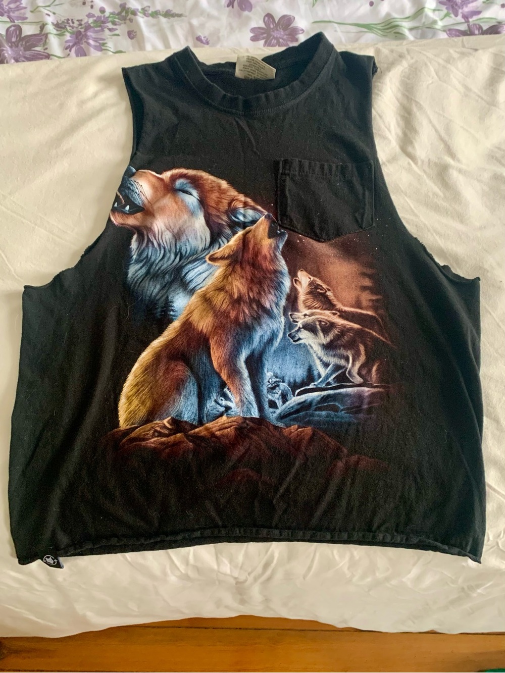 Affliction Black Sleeveless Kids Tank with Howling Wolf Graphic